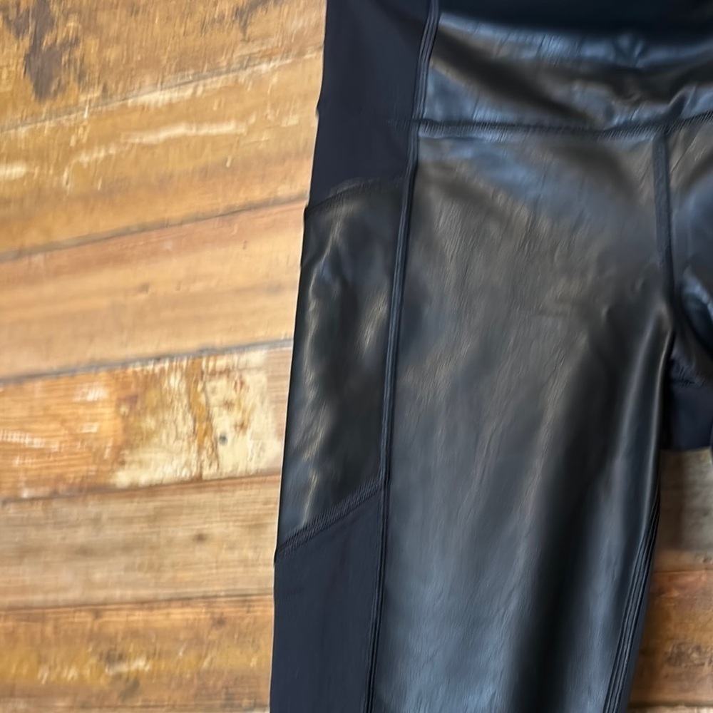Athleta Gleam Chaturanga Black Faux Leather Leggings - Picture 4 of 9